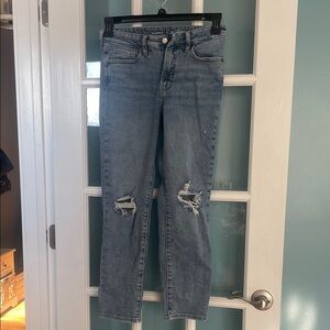 Old Navy Distressed Blue Straight Leg Jeans